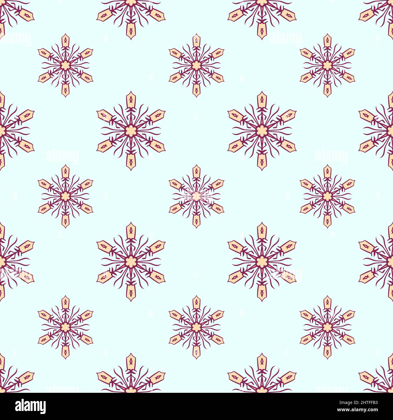Christmas wallpaper with a seamless pattern of snowflakes on a pale ...