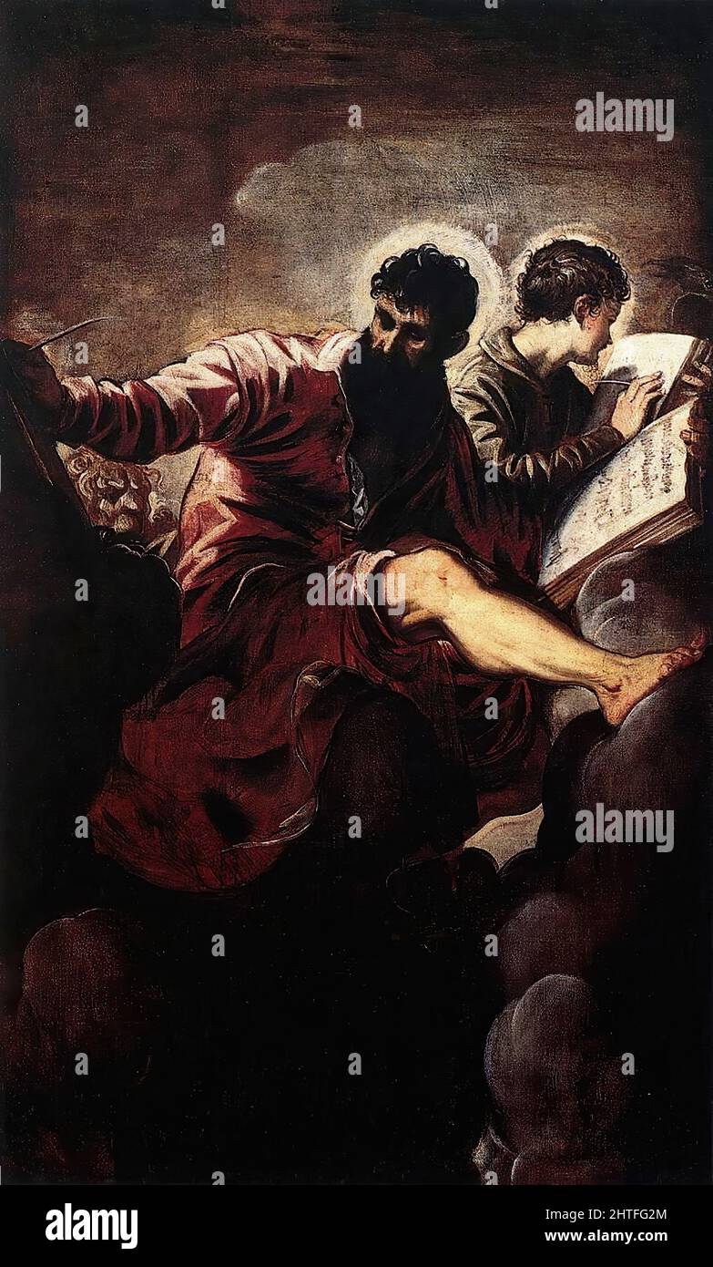 Jacopo Robusti a.K.a Tintoretto -  Evangelists Mark John 1557 Stock Photo