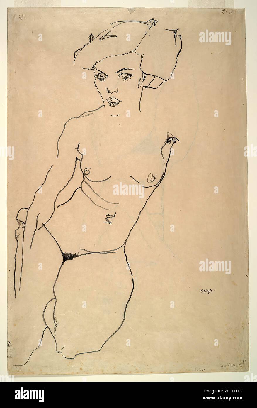 Egon Schiele -  Kneeling Female Nude Stock Photo