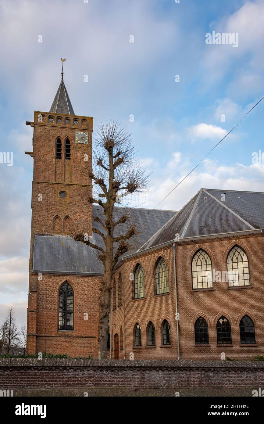 Old church in dutch village Huizen, Province North Holland Stock Photo