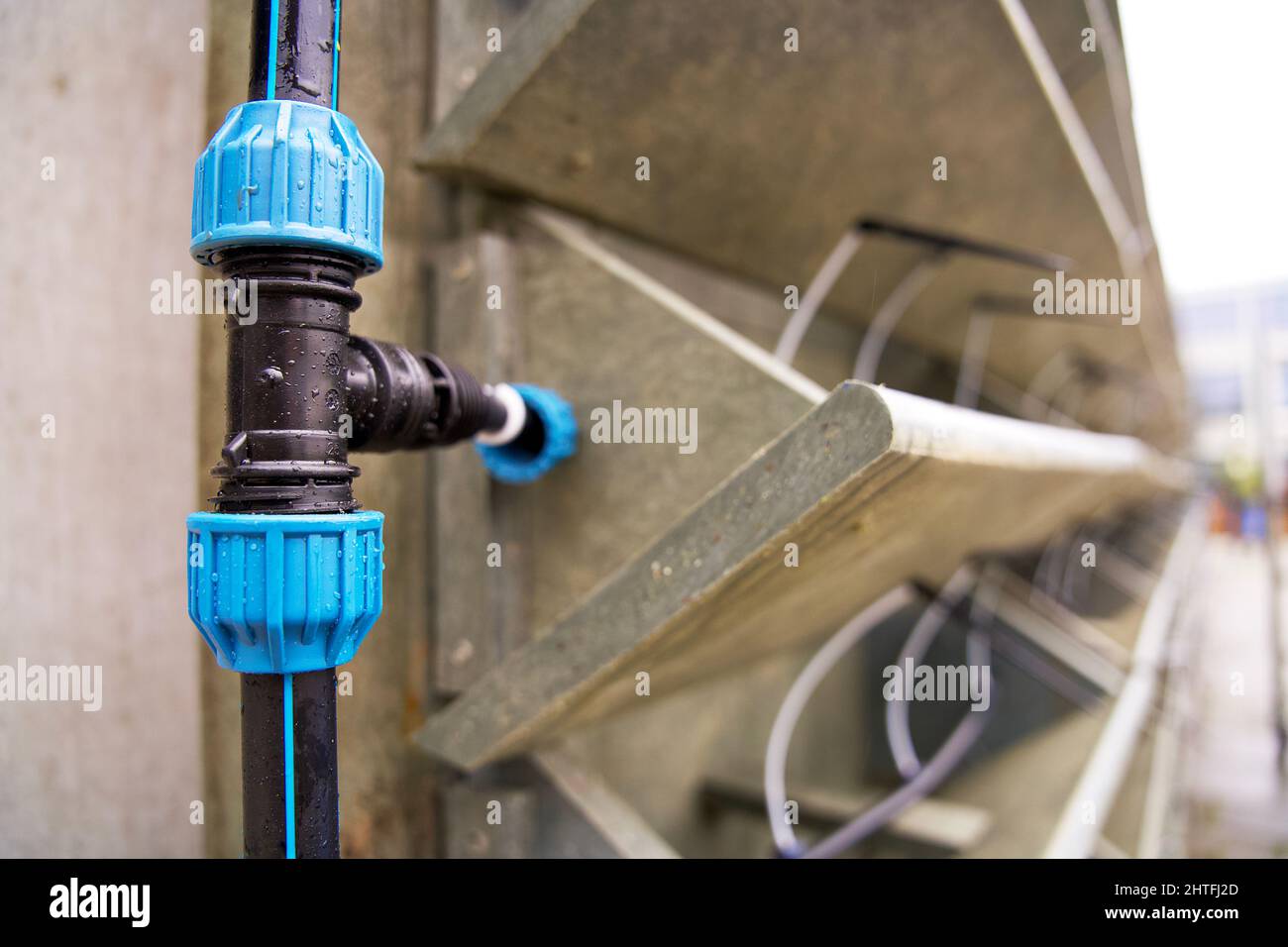 Irrigation system for watering a vertical green wall garden on behalf