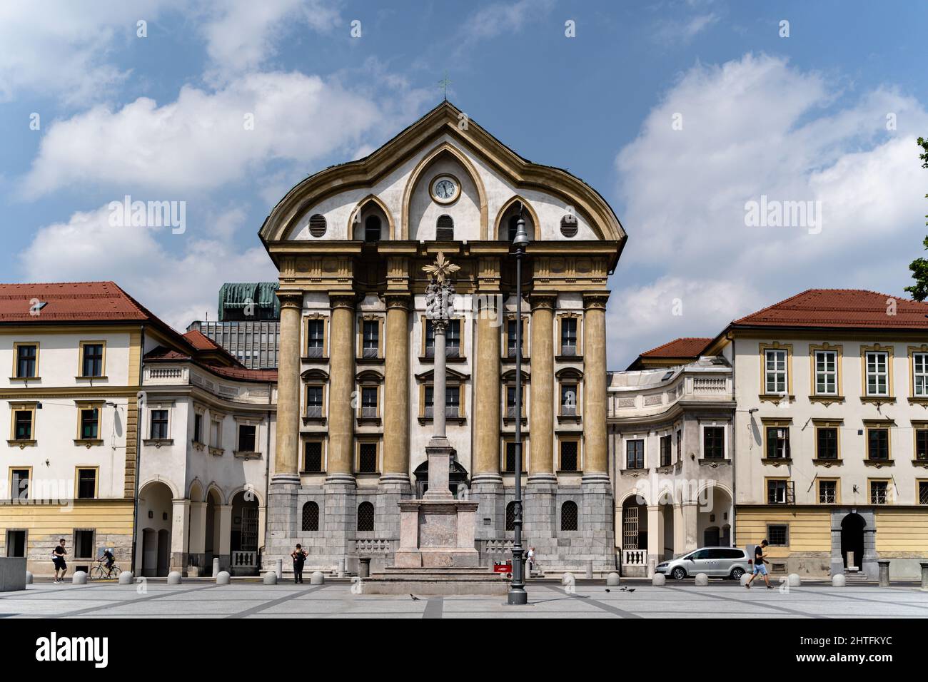 Famous Congress square and Steber Sv. Trojice in Ljubljana, Slovenia Stock Photo