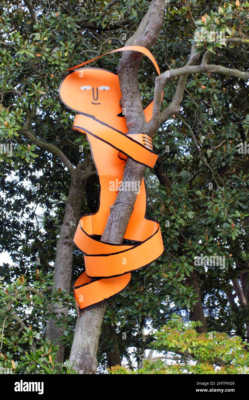 L'Observateur (The Observer by Jean Julien for Le Voyage à Nantes arts festival) - Botanic Gardens - Nantes Stock Photo