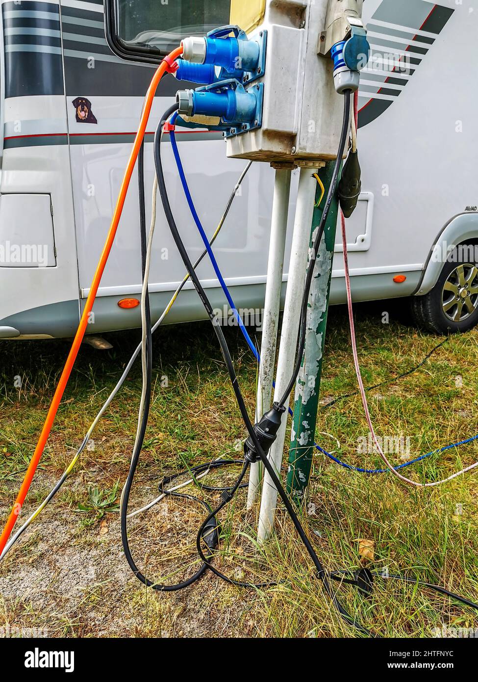 electricity connection camping Stock Photo Alamy