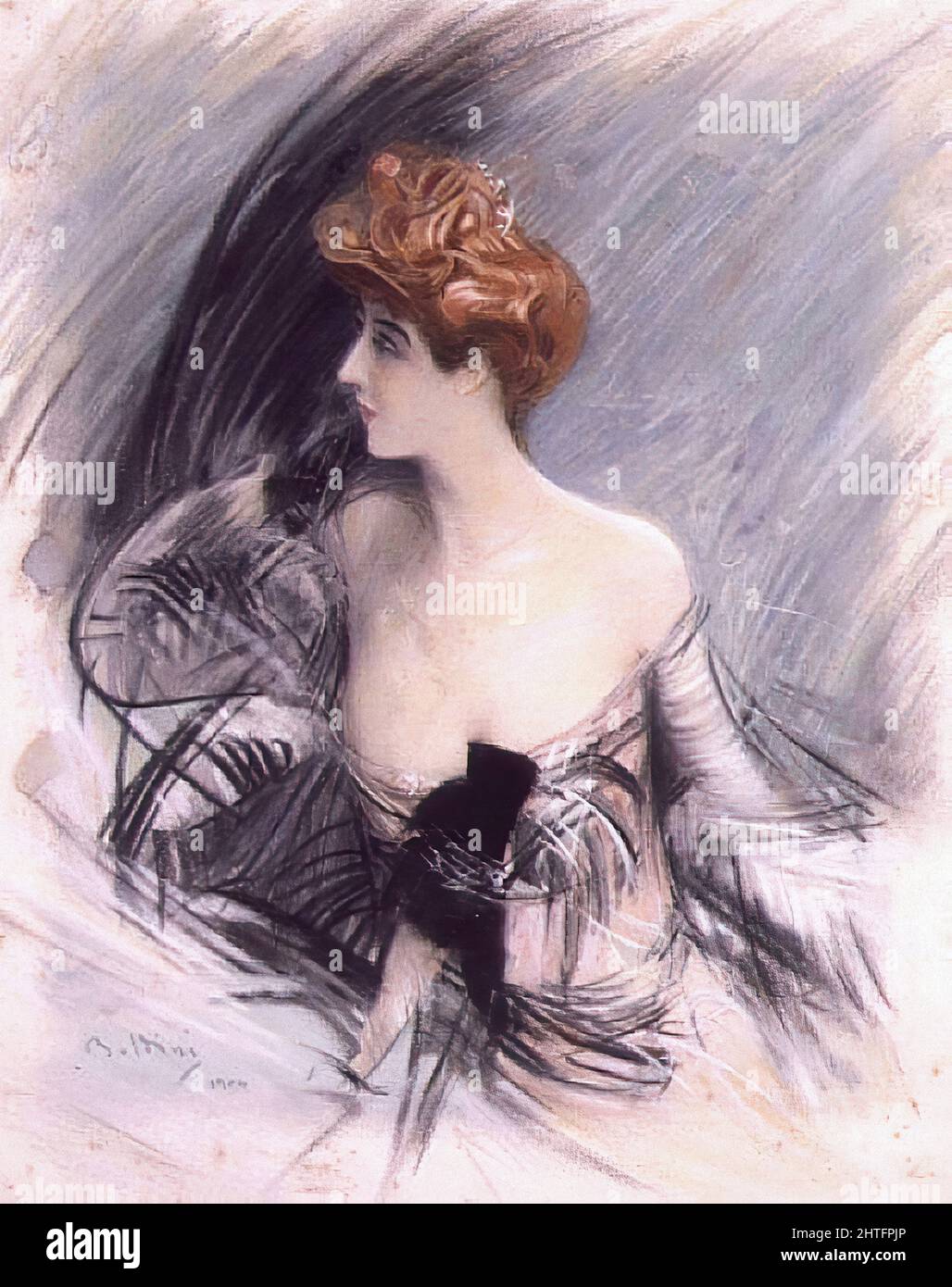 Giovanni Boldini -  Portrait Sarah Bernhardt 1 Stock Photo