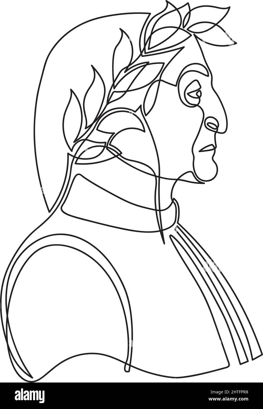 Dante Alighieri portrait single line on white Stock Vector