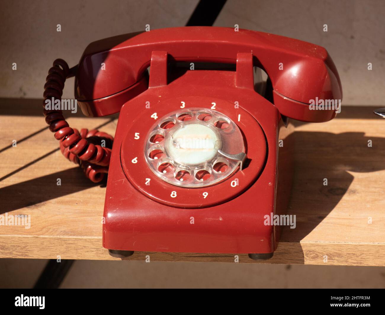 old red telephone, close up , nostalgia Stock Photo