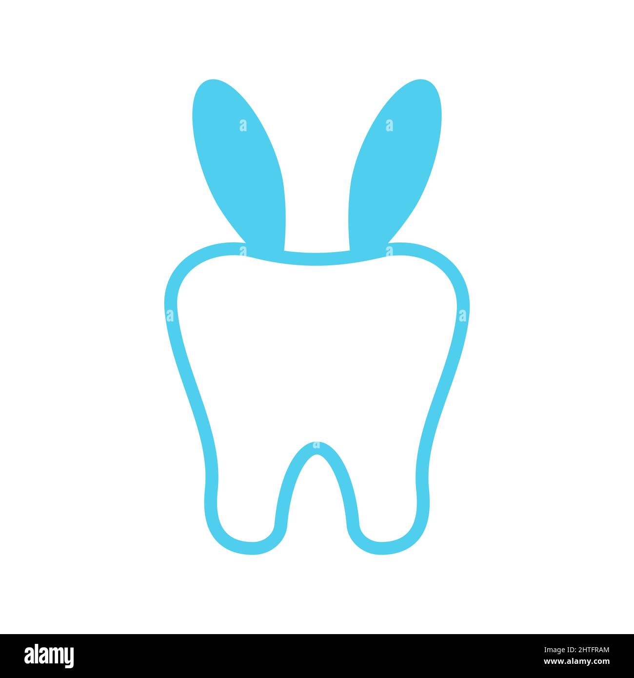 Easter bunny rabbit teeth dental icon isolated on white background