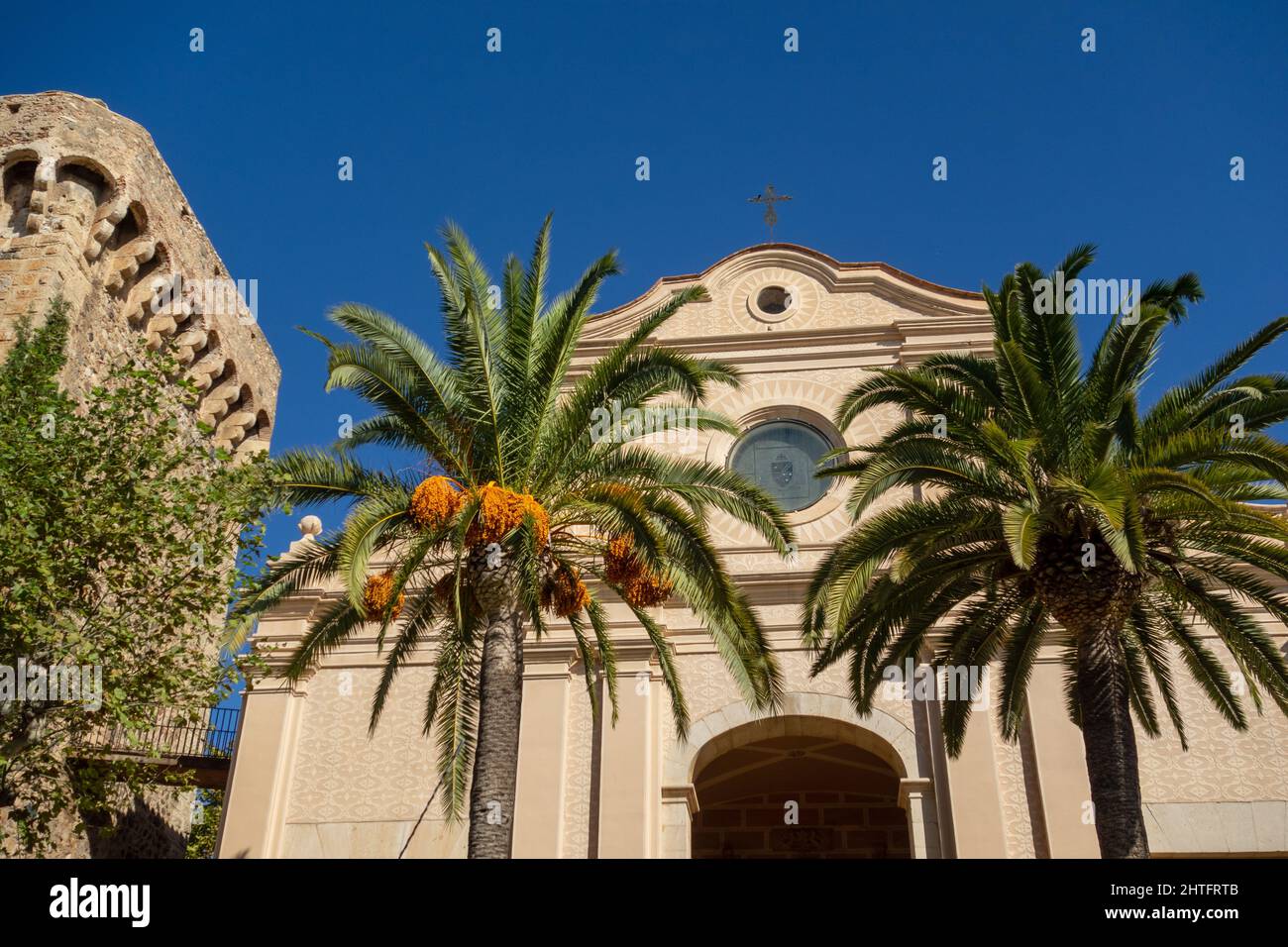 CAMBRILS, TARRAGONA, SPAIN - OCTOBER 10, 2019 small church in the back ...