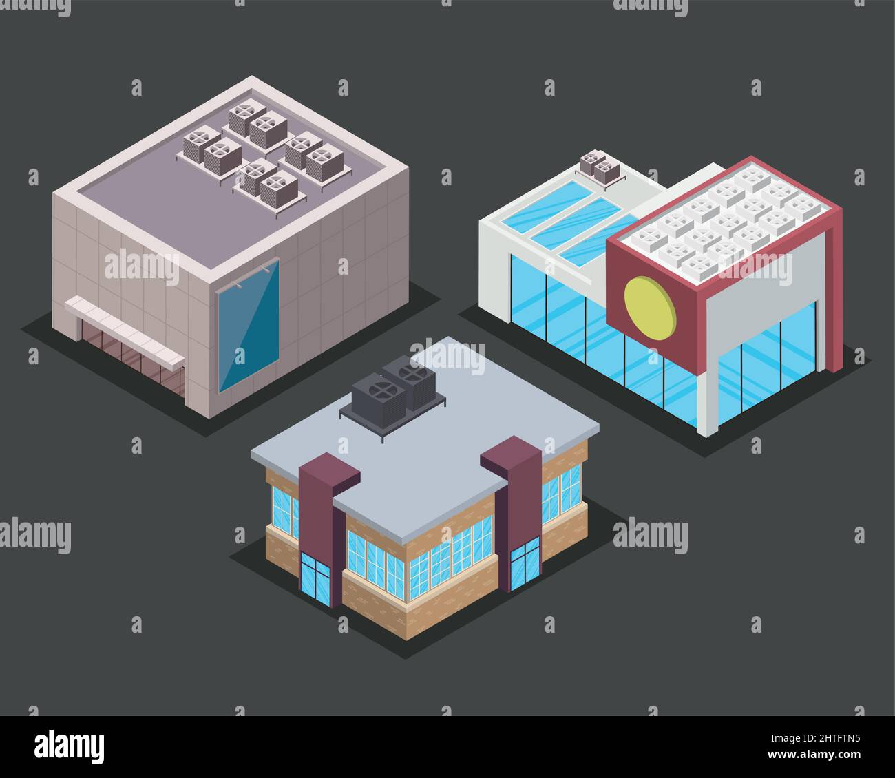three isometric buildings set icons Stock Vector Image & Art - Alamy