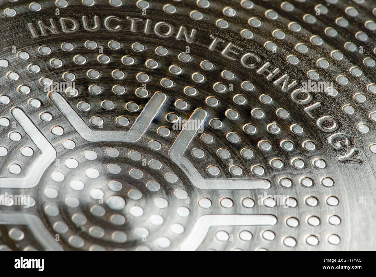 Bottom of induction cookware. Texture of a nonstick induction pan closeup Stock Photo Alamy