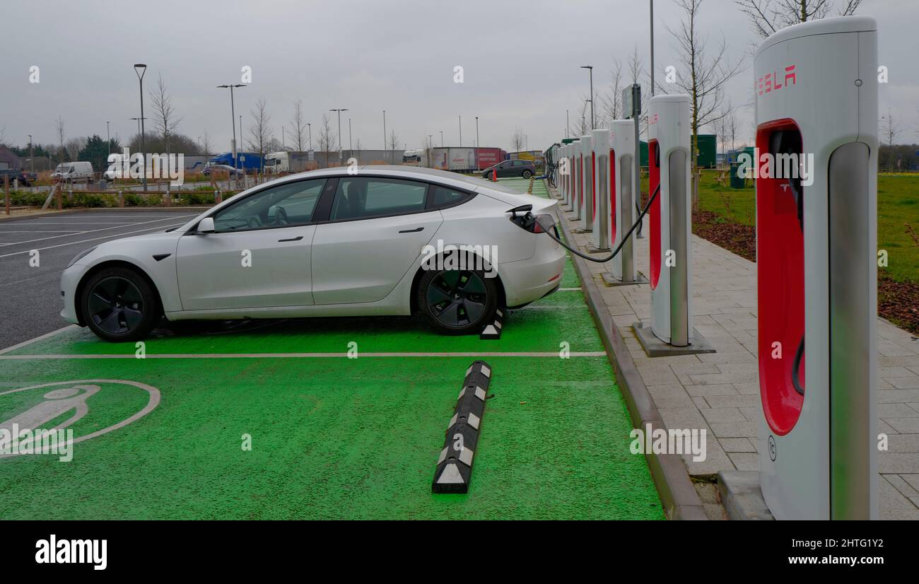 Electric Car (EV BEV Hybrid) Charging Points at Rugby Motorway Service Station on the M6