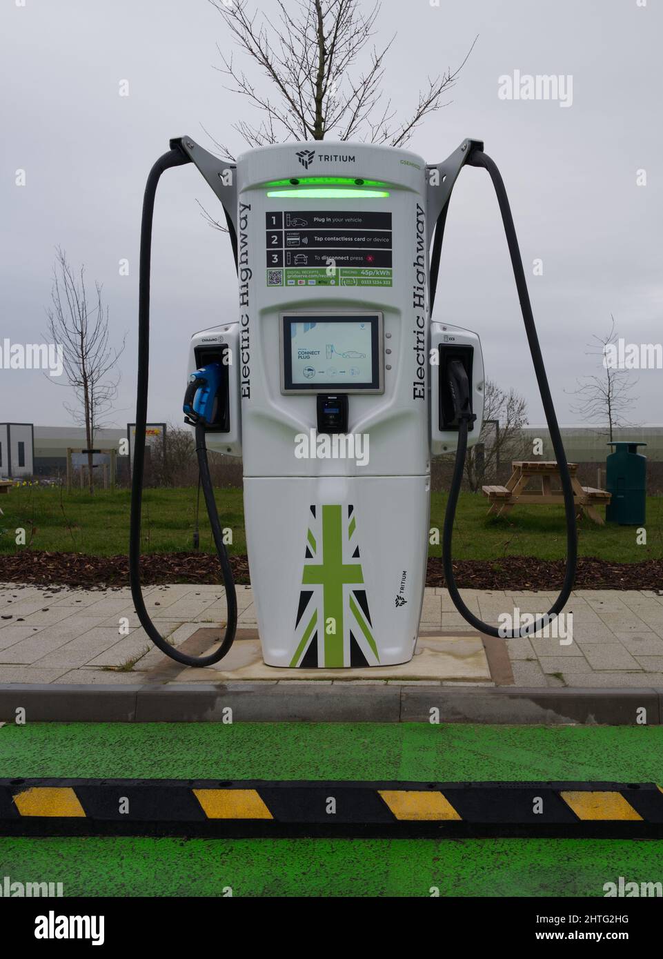 Electric Car (EV BEV Hybrid) Charging Points at Rugby Motorway Service Station on the M6