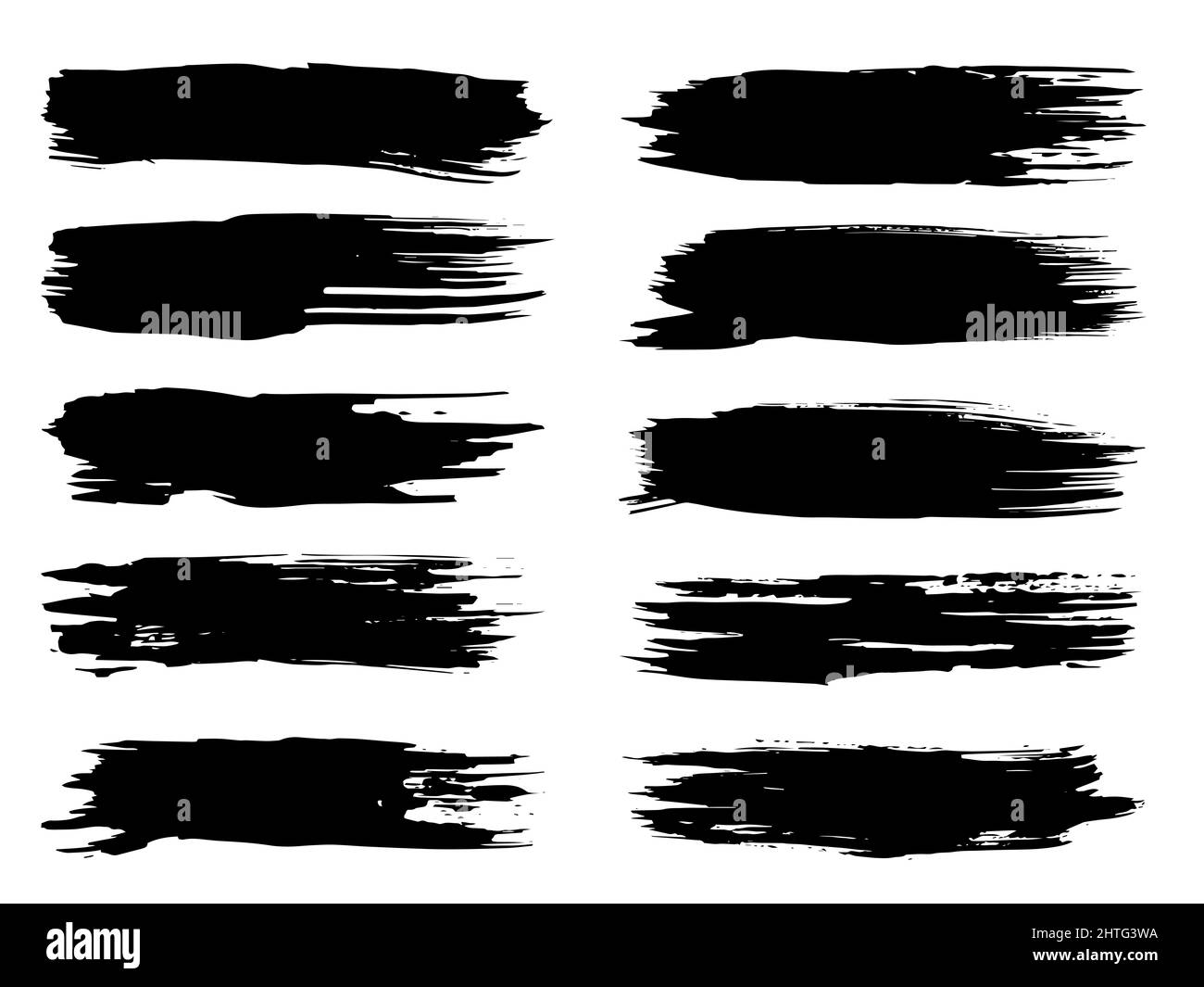 Collection of artistic grungy black paint hand made creative brush ...