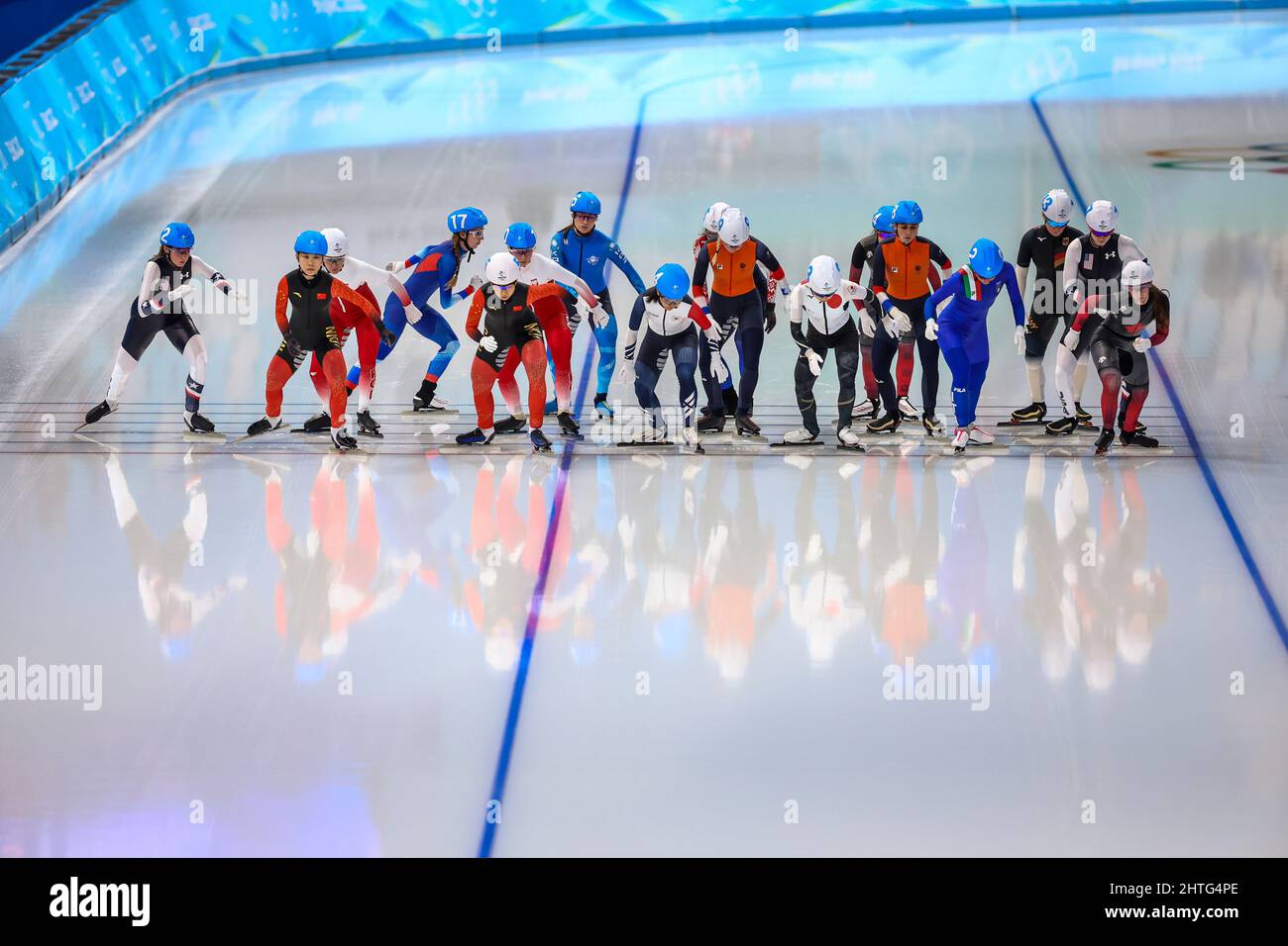 スタート/General view, FEBRUARY 19, 2022 - Speed Skating :  Women's Mass Start Final   during the Beijing 2022 Olympic Winter Games at National Speed Skat Stock Photo