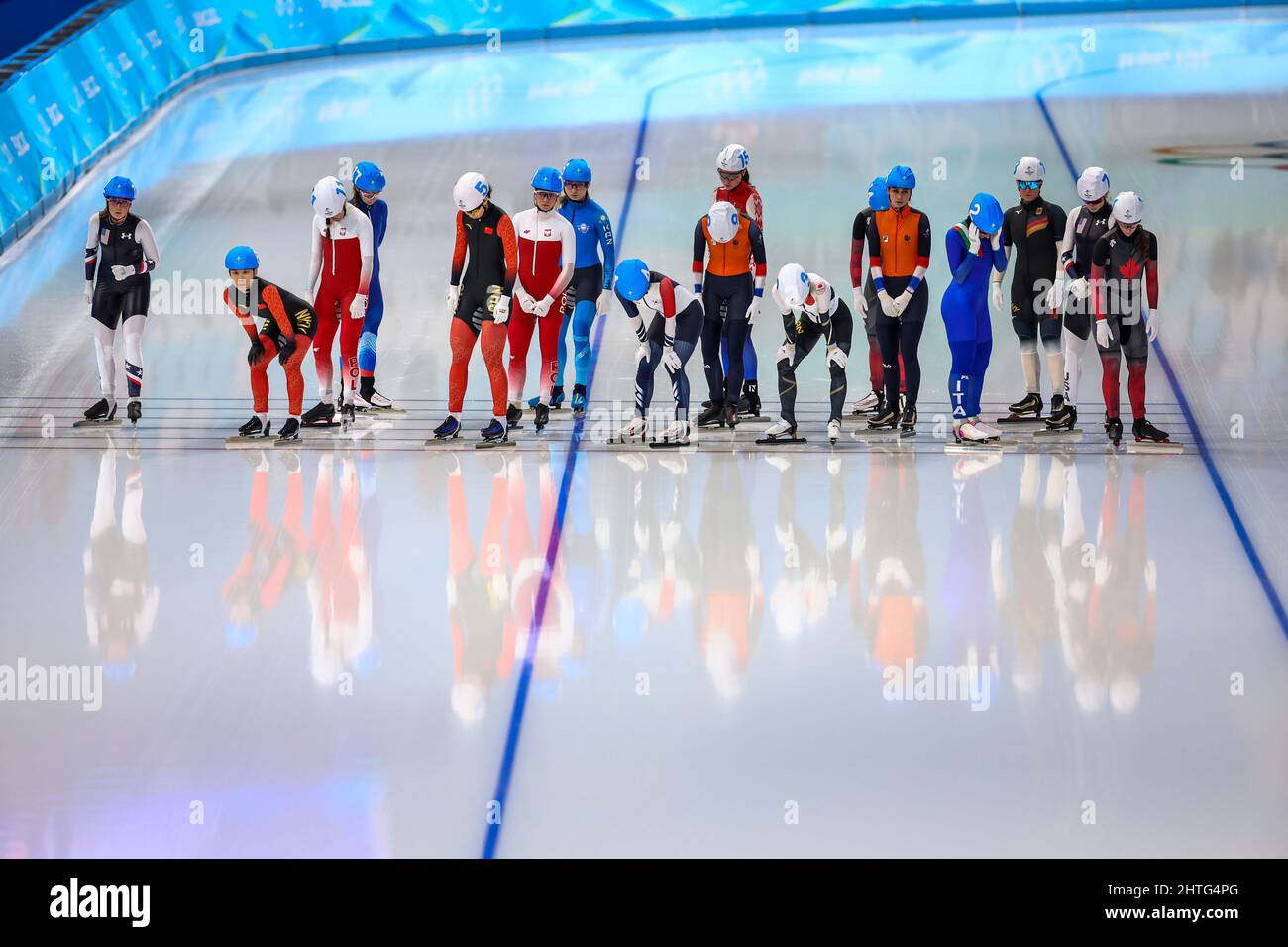 スタート/General view, FEBRUARY 19, 2022 - Speed Skating :  Women's Mass Start Final   during the Beijing 2022 Olympic Winter Games at National Speed Skat Stock Photo