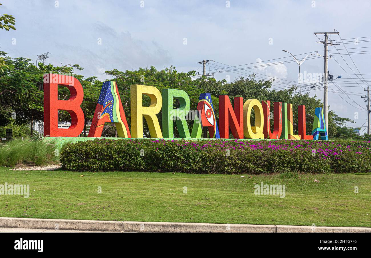 Massive Barranquilla signboard, Barranquilla, Colombia. Stock Photo