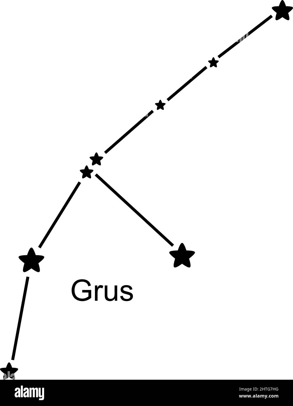 Constellation Grus on white background, vector illustration Stock Vector