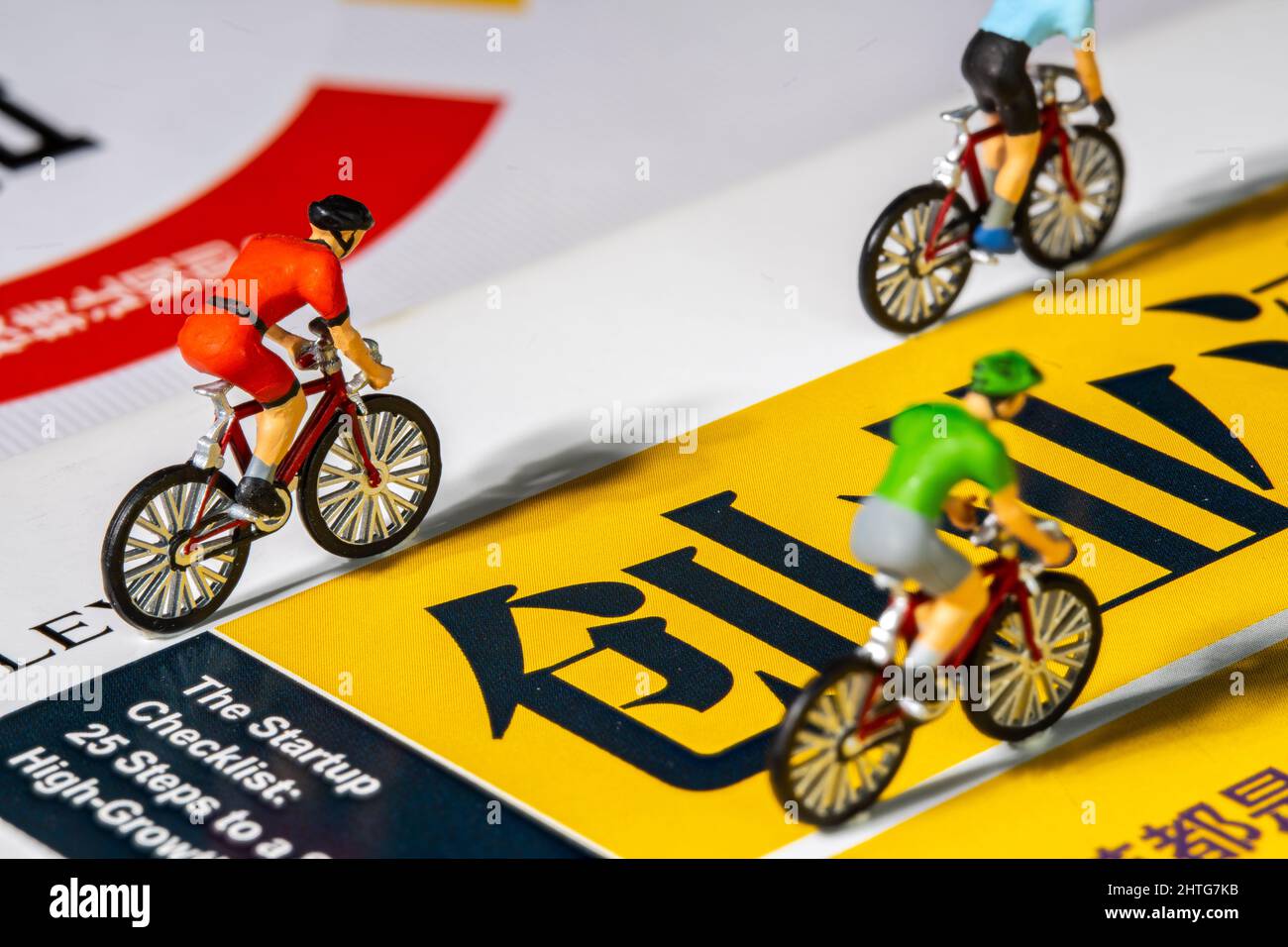 Miniature figures of cyclists Stock Photo Alamy