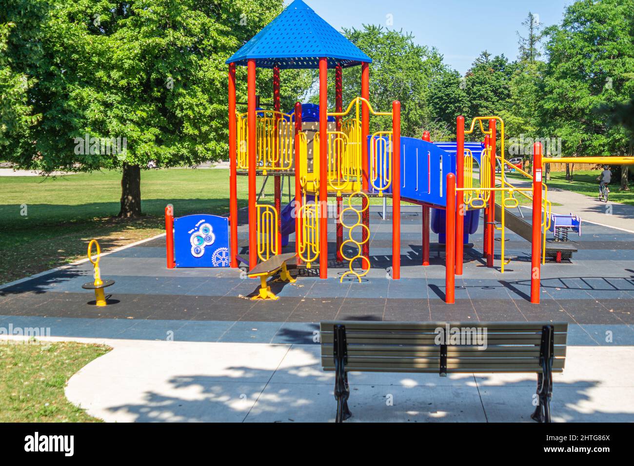 Empty children playground in Toronto during the covid pandemic restrictions Stock Photo