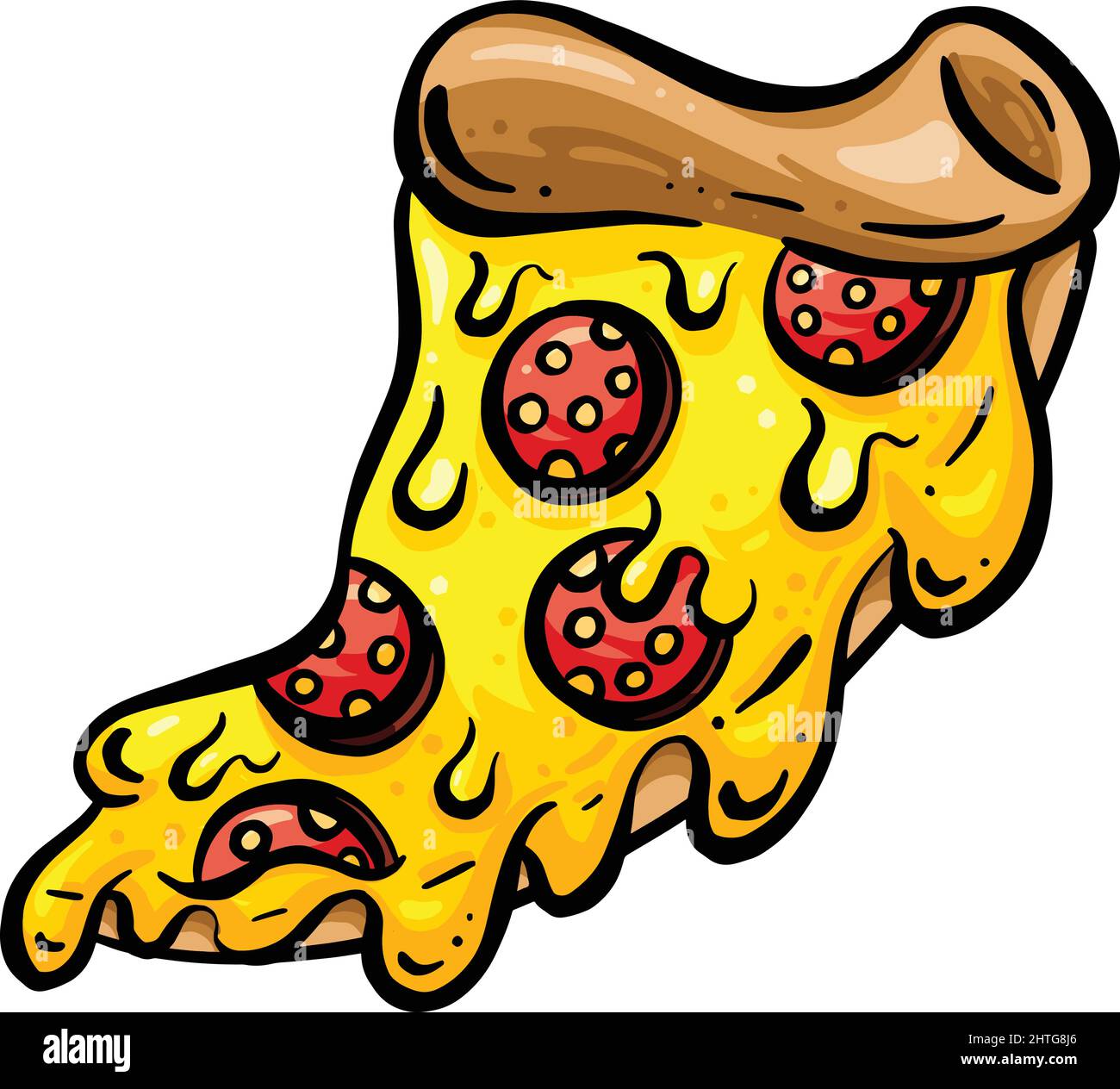 Cartoon Pepperoni Pizza Slice Illustration Stock Vector Image & Art - Alamy