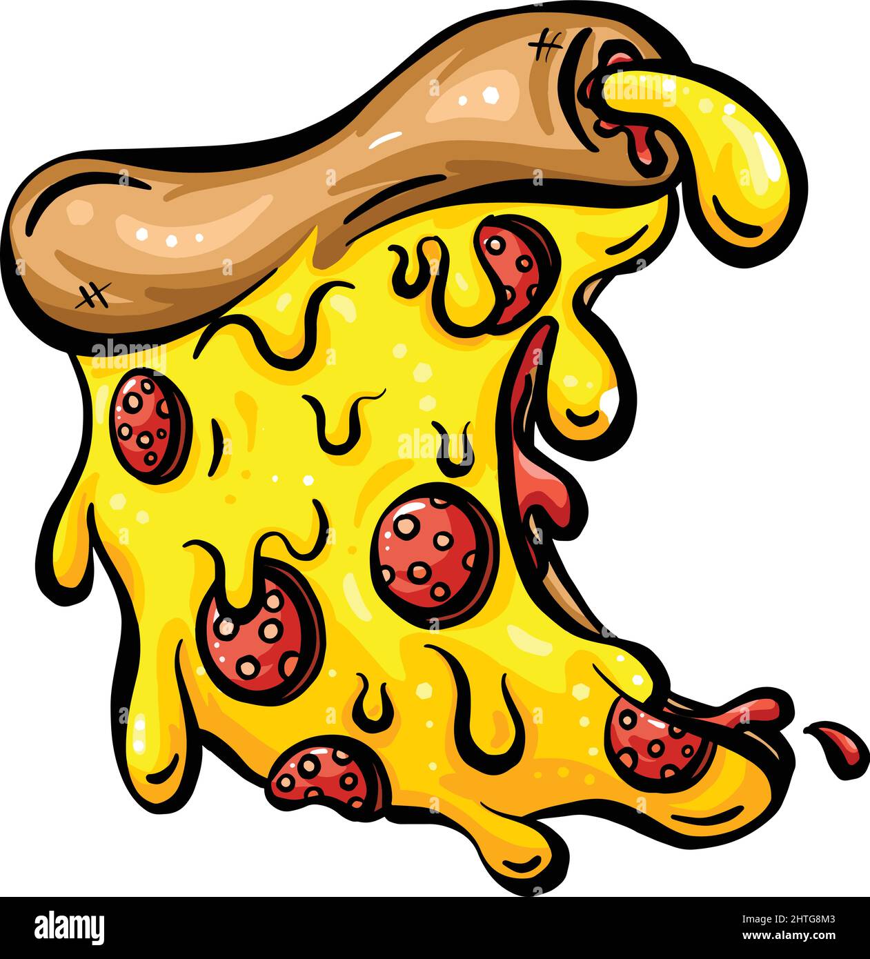 Cartoon Pepperoni Pizza Slice Illustration Stock Vector Image & Art Alamy