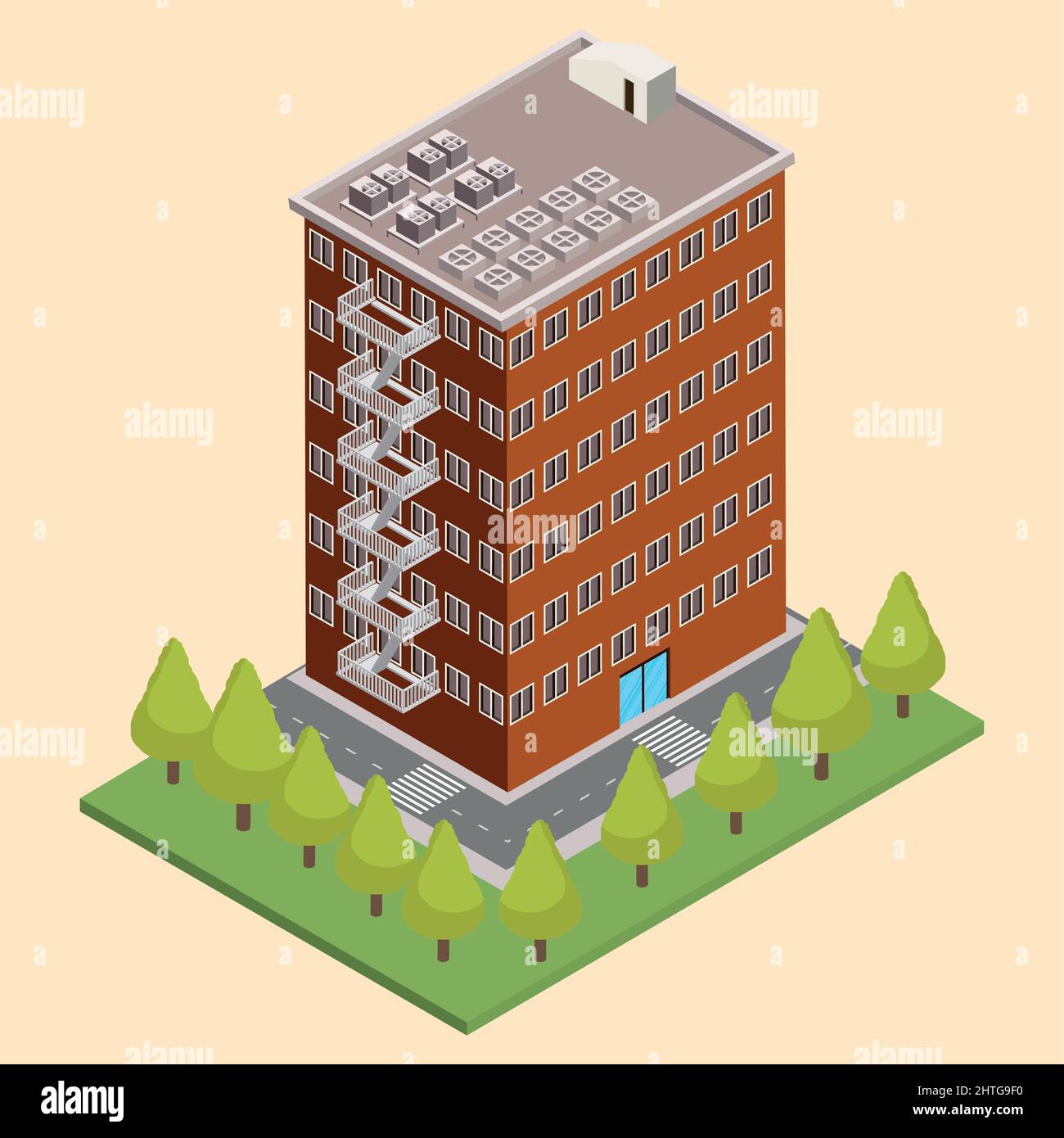 apartaments building and trees isometric Stock Vector Image & Art - Alamy