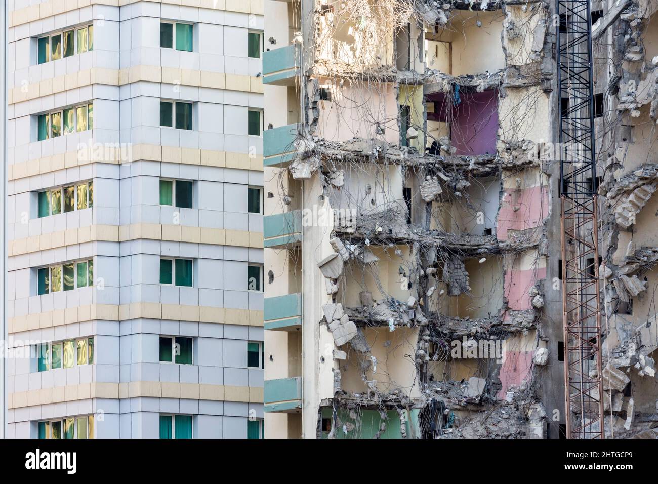 Building demolished in Abu Dhabi, United Arab Emirates Stock Photo