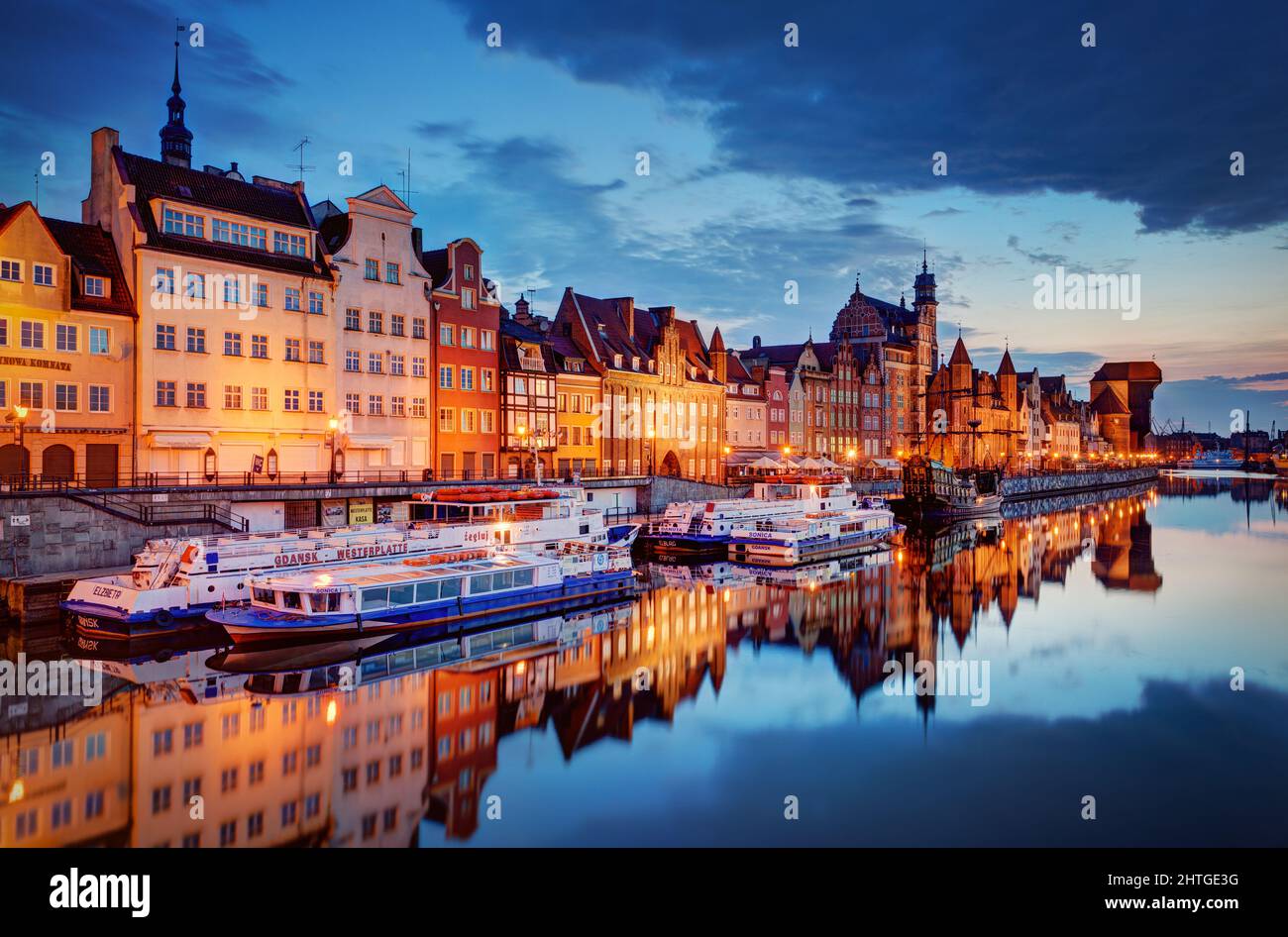 Holiday in Poland, Gdansk - view of Gdańsk's Main Town from the Motława River Stock Photo