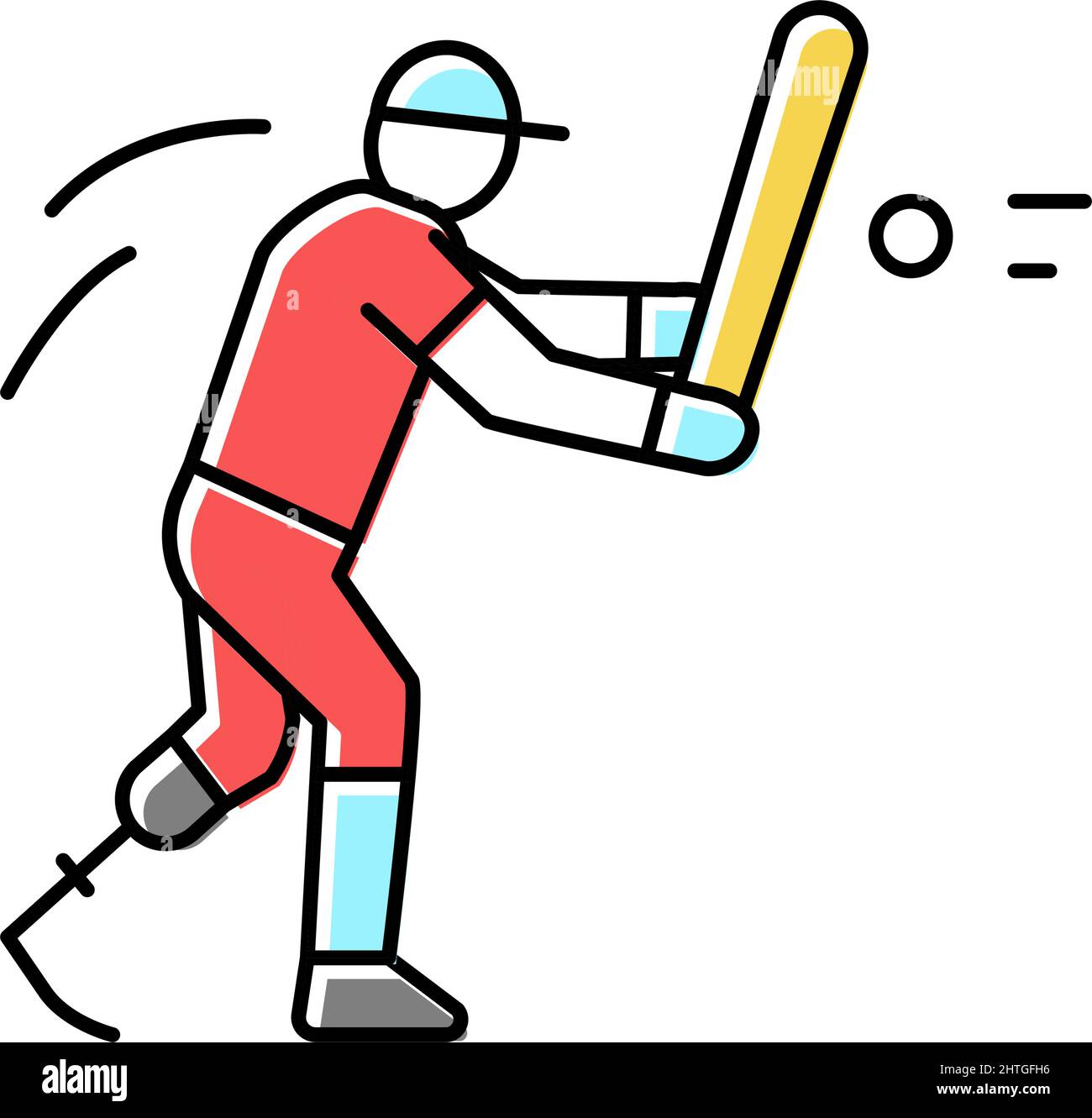 baseball handicapped athlete color icon vector illustration Stock
