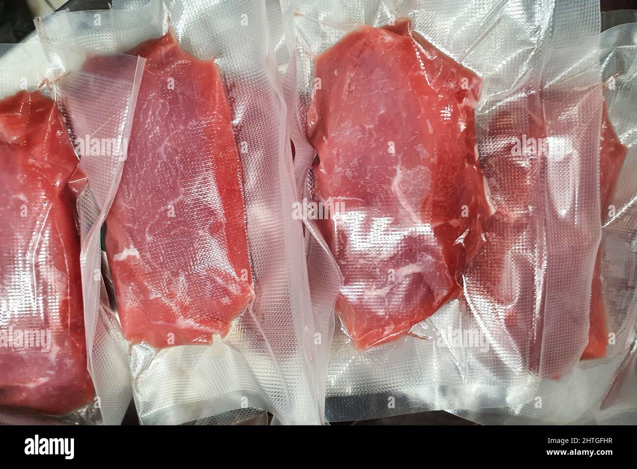 Vacuum packed meat , plastic , Beef Stock Photo Alamy