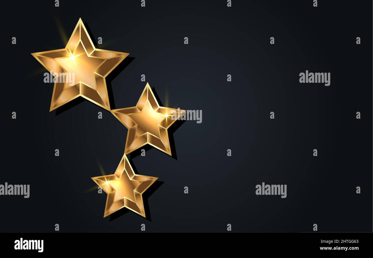 3D Gold STAR AWARD Statue Prize Giving Ceremony. Golden stars prize concept, Silhouette statue icon. Films and cinema symbol stock, Academy awards Stock Vector