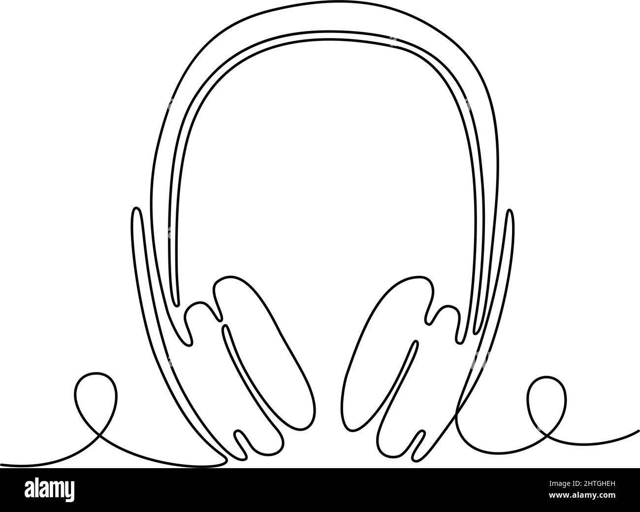 Headphone in one continuous line drawing, vector illustration Stock Vector