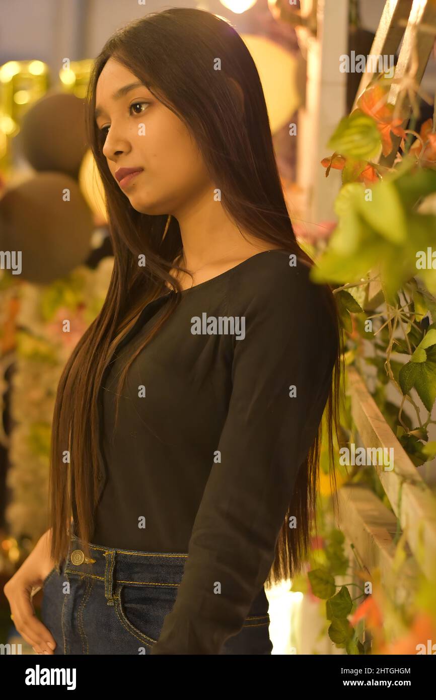 Black girl wearing white blouse hi-res stock photography and images - Alamy