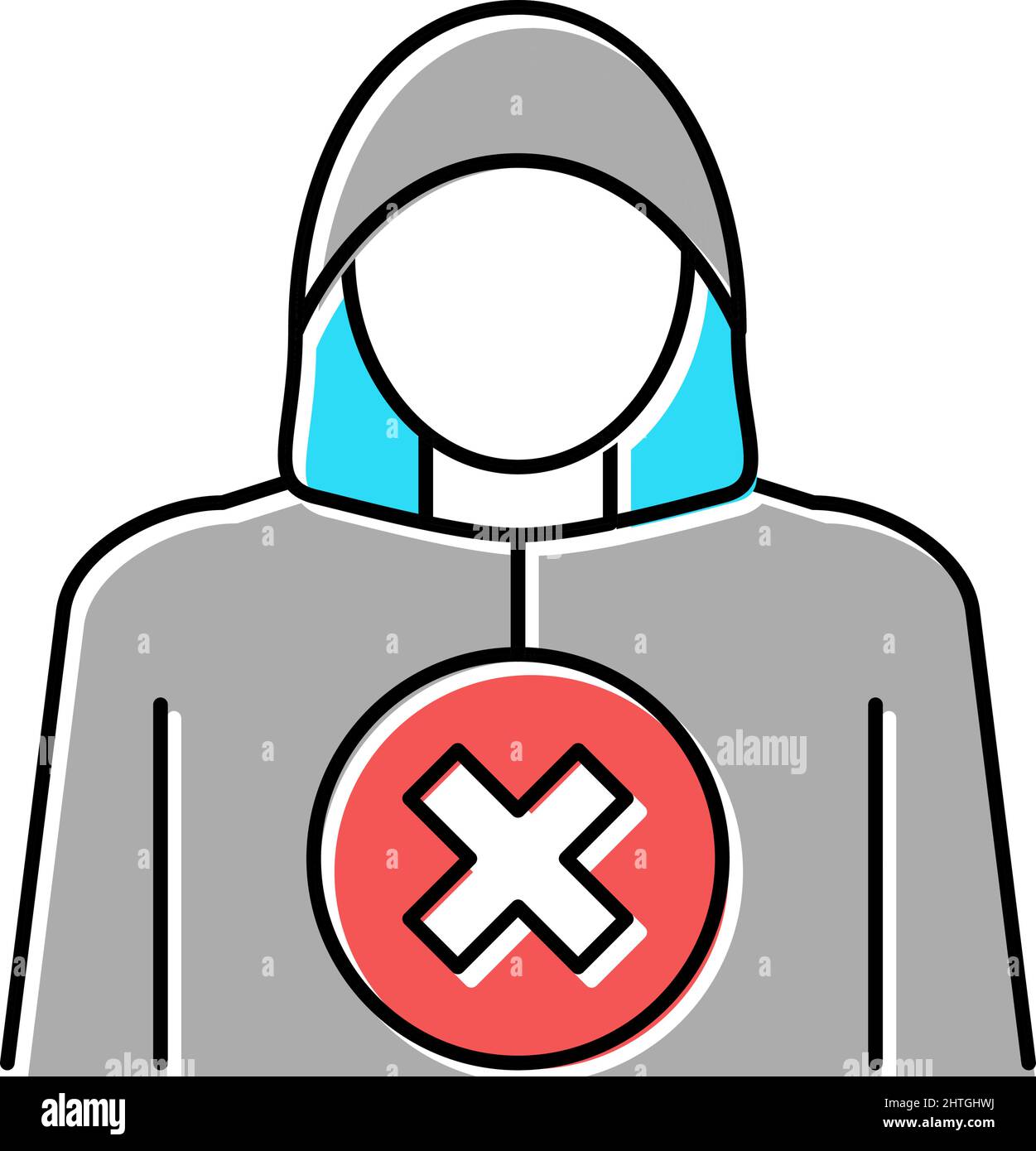 stranger thief prohibition children color icon vector illustration ...