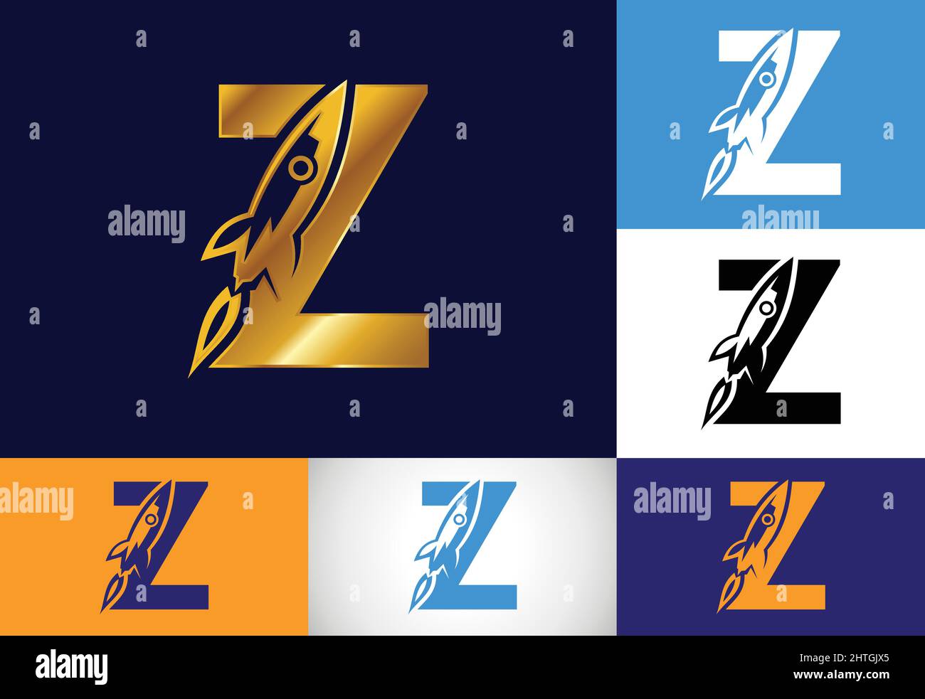 Initial Z monogram letter alphabet with a Rocket logo design. Rocket ...
