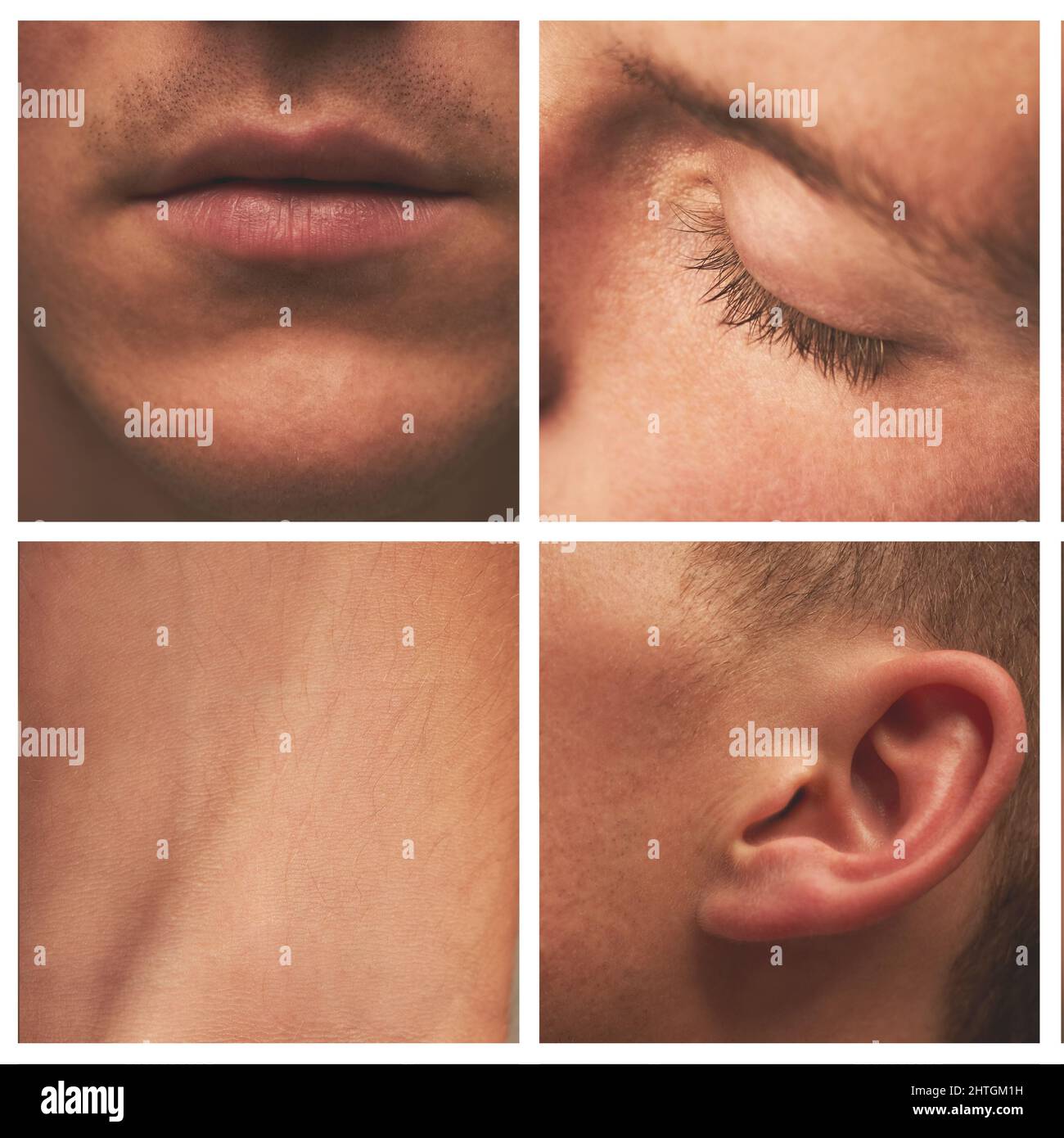 Make use of your senses. Composite shot of different parts of an unrecognizable persons face. Stock Photo