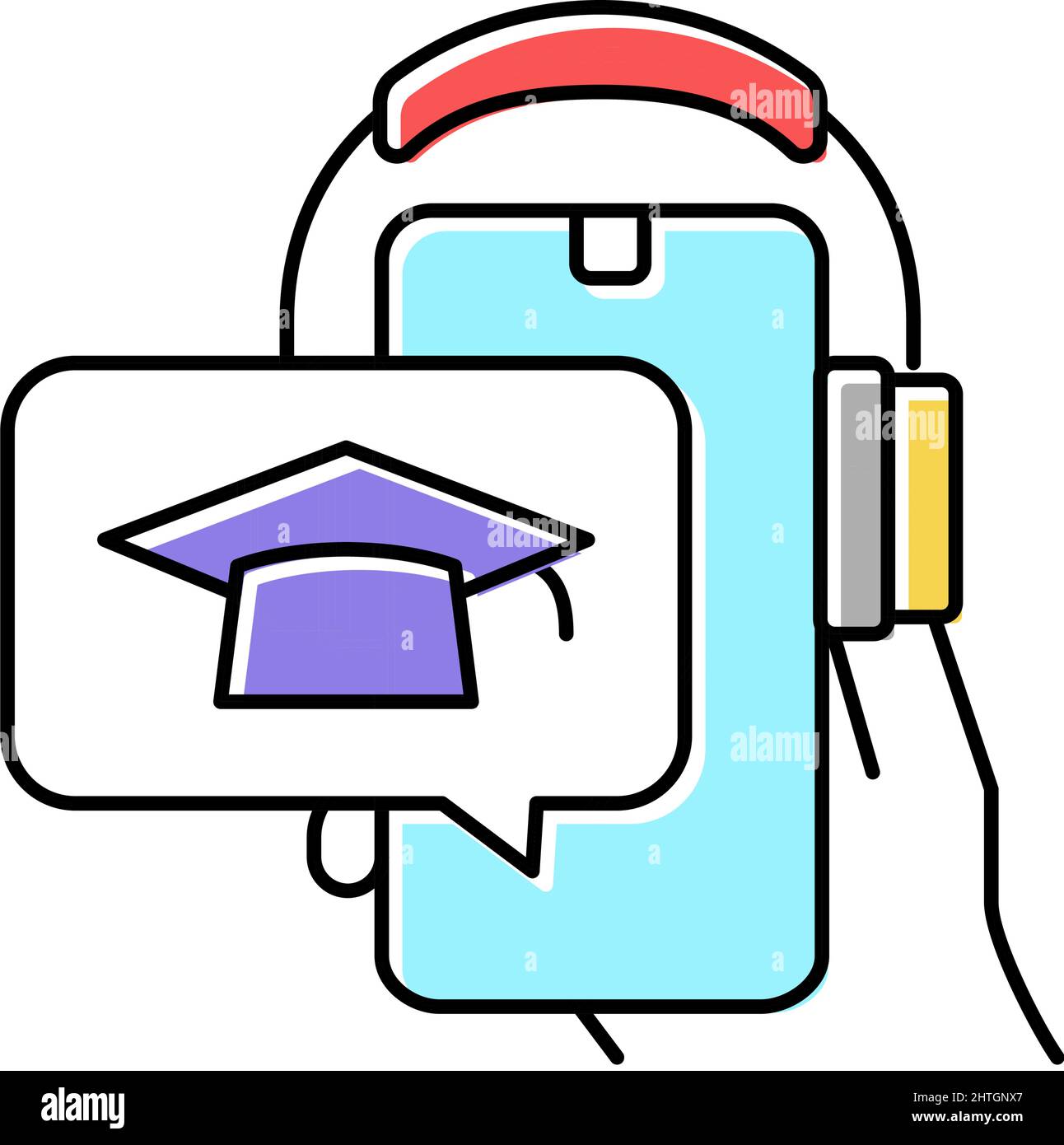 Listen lesson phone app color icon vector illustration stock vector