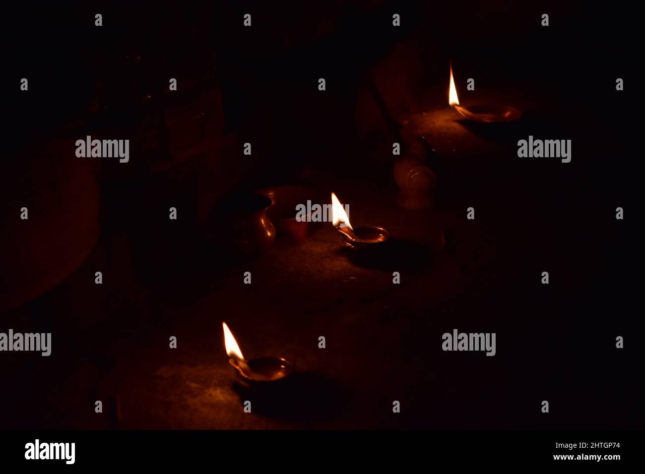 Indian oil lamps on the ground Stock Photo Alamy