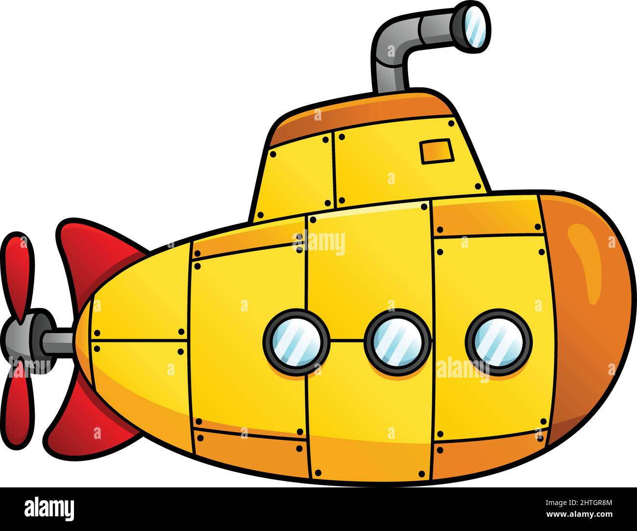 Submarine Cartoon Clipart Colored Illustration Stock Vector