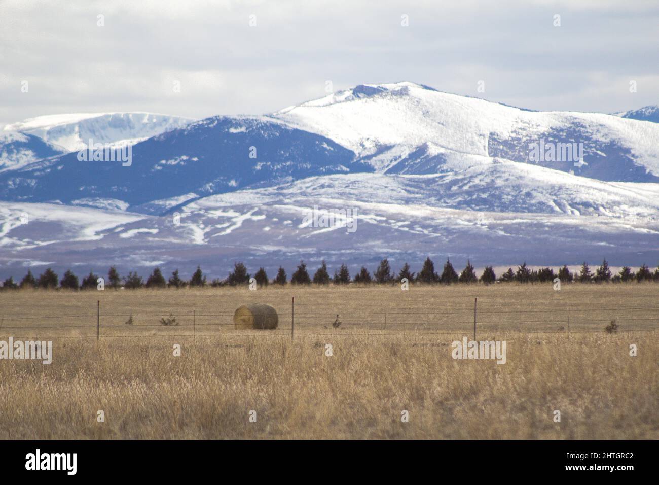 View of the Little Belt Mountains from a gravel road outside Hobson