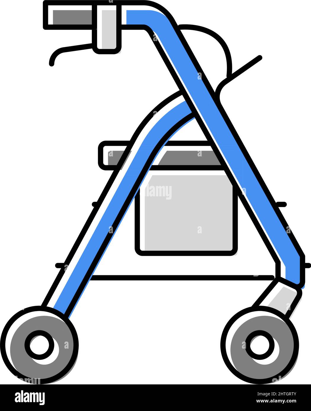 rollator adult walker color icon vector illustration Stock Vector