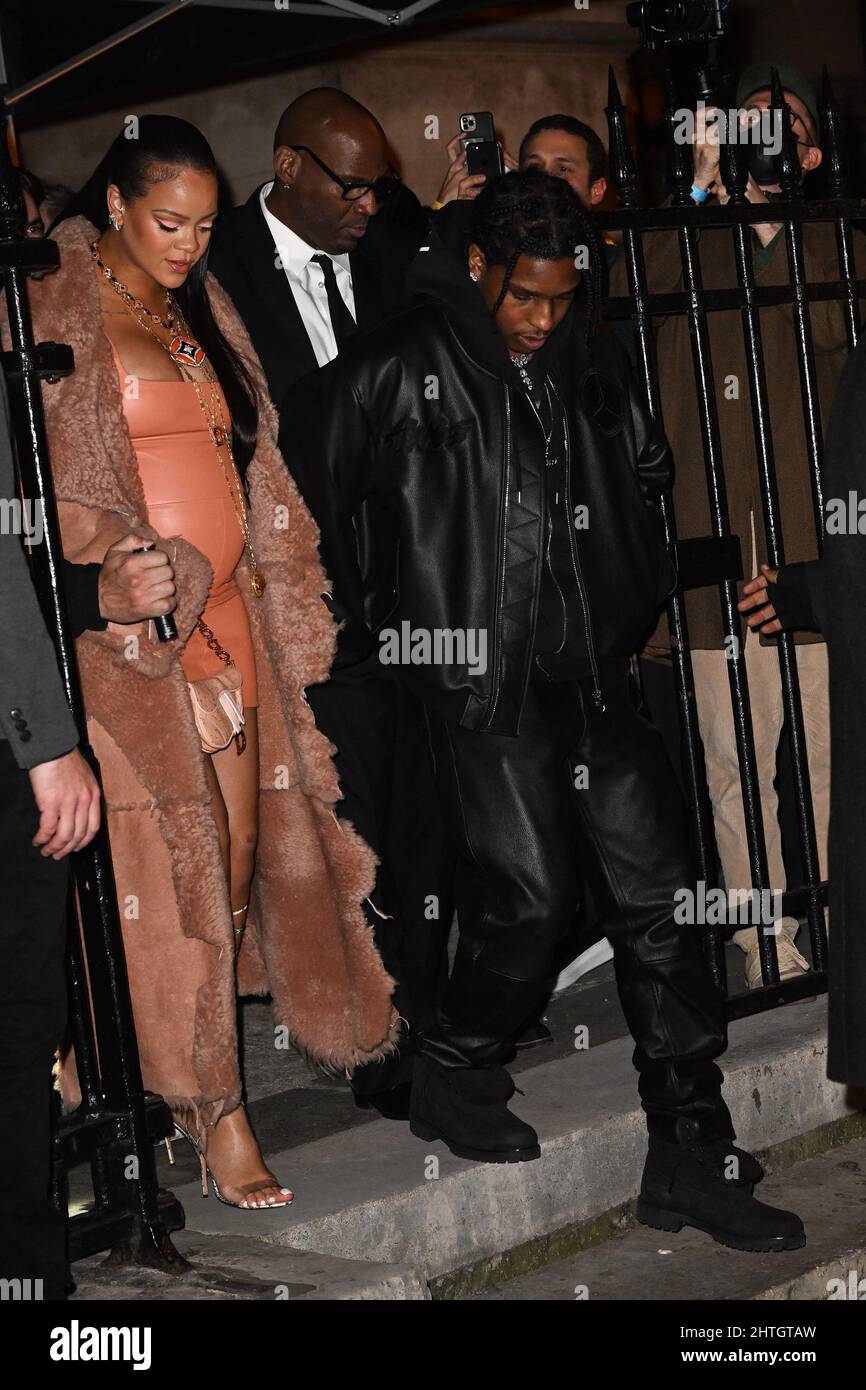Rihanna, ASAP Rocky attending the Off White show during PFW Womenswear ...