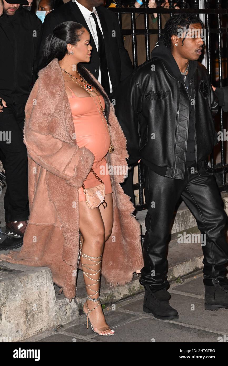 Rihanna, ASAP Rocky attending the Off White show during PFW Womenswear ...