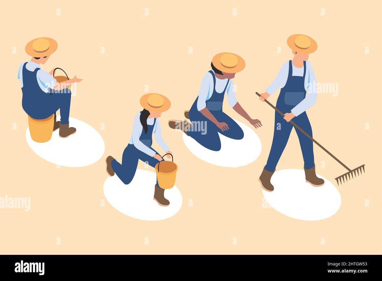 four isometric farmers characters icons Stock Vector Image & Art - Alamy