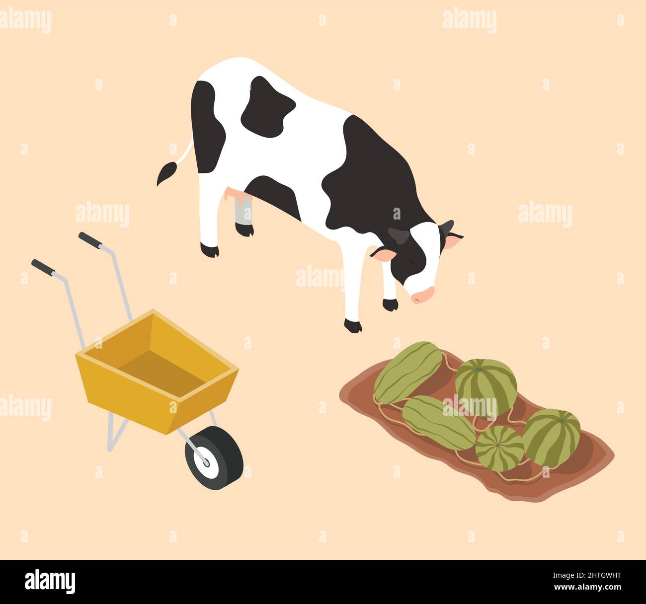 three isometric farming set icons Stock Vector