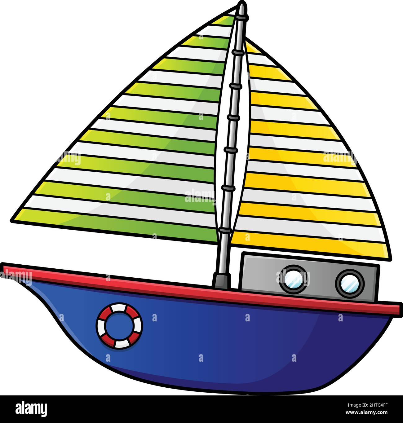 Sailboat Cartoon Clipart Colored Illustration Stock Vector Image & Art