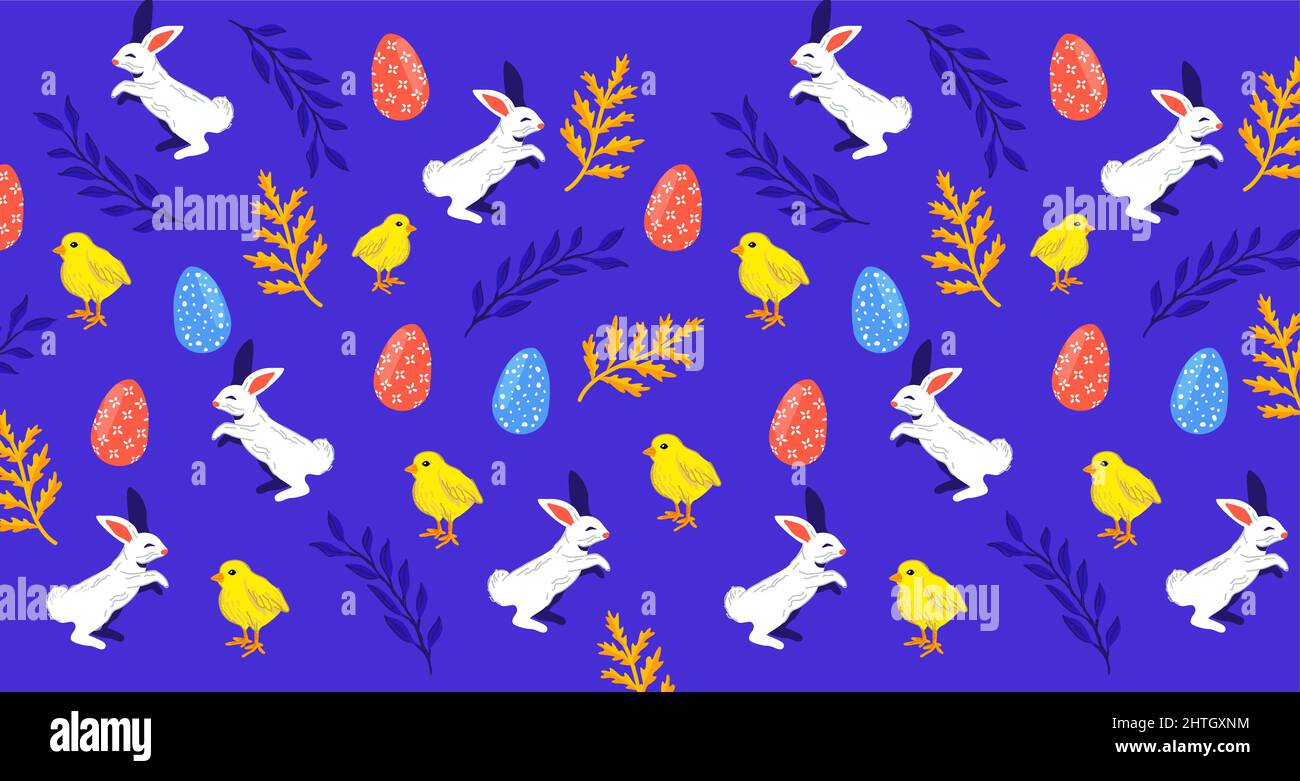 Blue festive spring and easter decorations and texture layout background, Vector illustration Stock Vector