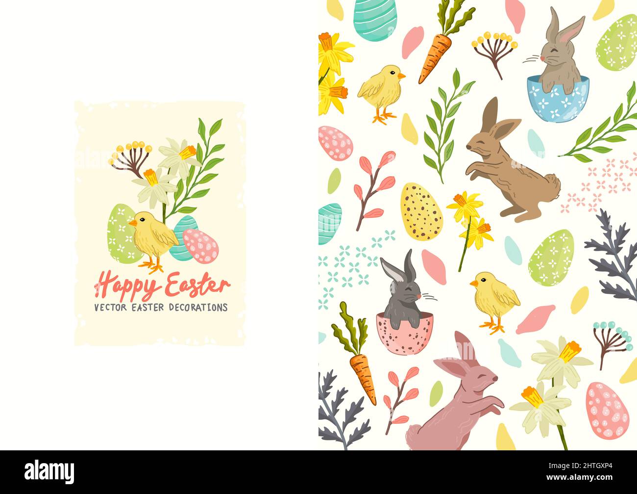 Festive spring and easter decorations layout design. Vector illustration Stock Vector