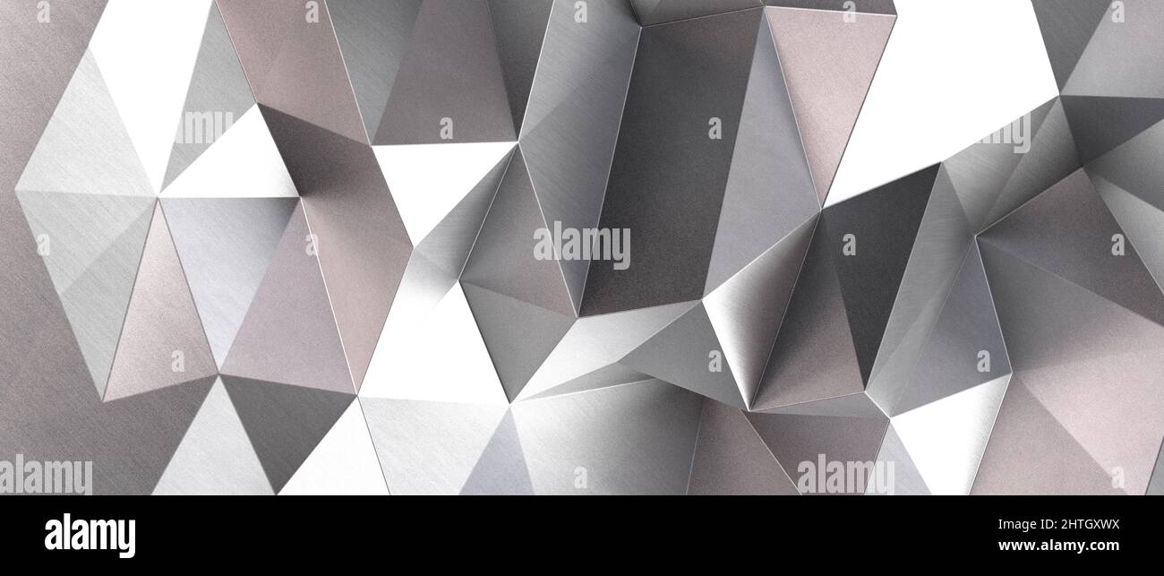 Distorted low poly backdrop with sharp lines in black and white Stock Photo